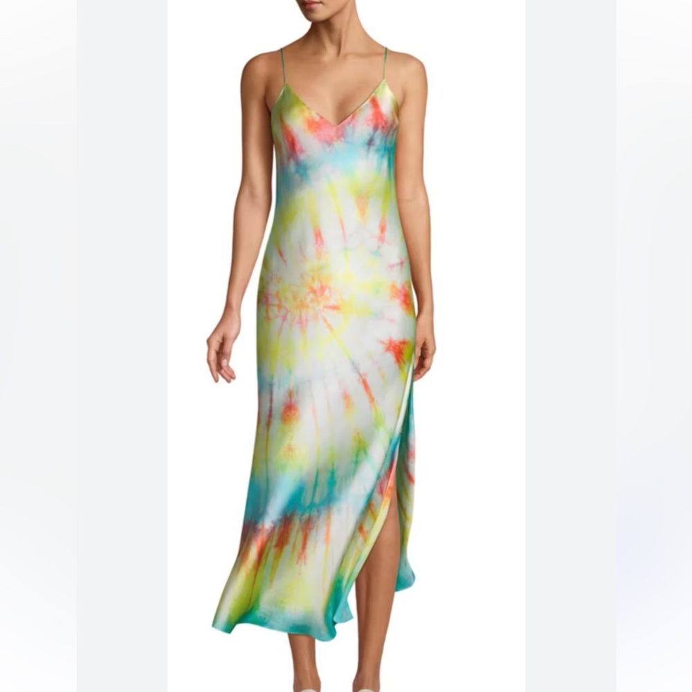 Dannijo Tye Dye Tie 100% silk Maxi Slip Dress Medium New